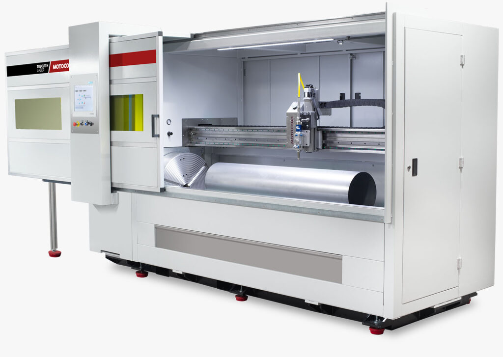 Laser duct cutting machine useful for chimneys and pipeworks as well.